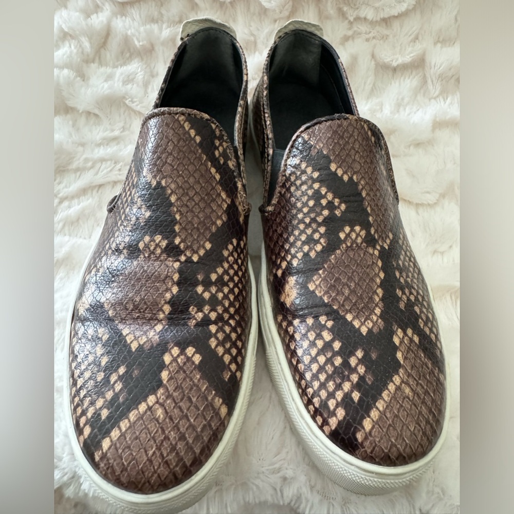 Brown Snakeskin Print Leather Sneaker - EUC